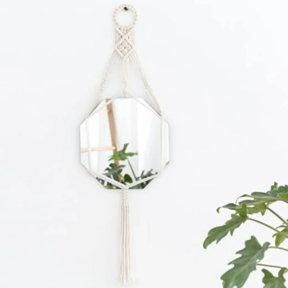Boho Macrame Wall Hanging Mirror Geometric NWT